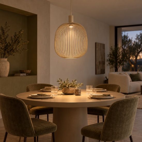 Lampadario a sospensione grande a sfera per salotto moderno tortora