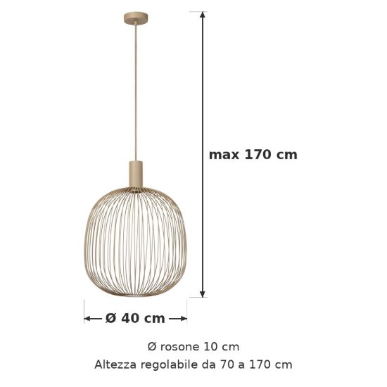 Lampadario a sospensione grande a sfera per salotto moderno tortora