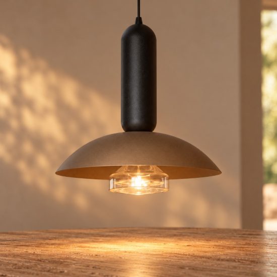Lampadario a sospensione a calotta per cucina moderno caffe nero