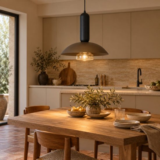 Lampadario a sospensione a calotta per cucina moderno caffe nero