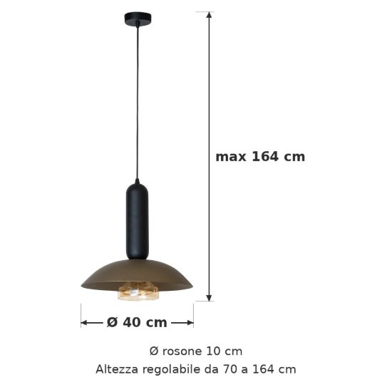 Lampadario a sospensione a calotta per cucina moderno caffe nero
