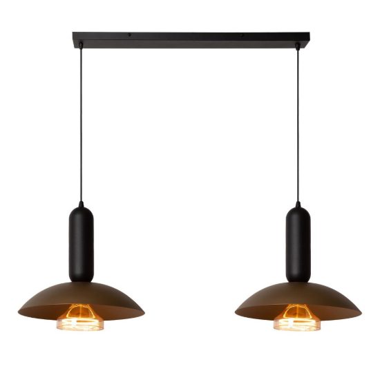 Lampadario a sospensione 2 luci a calotta per cucina moderno caffe nero