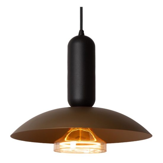 Lampadario a sospensione 2 luci a calotta per cucina moderno caffe nero