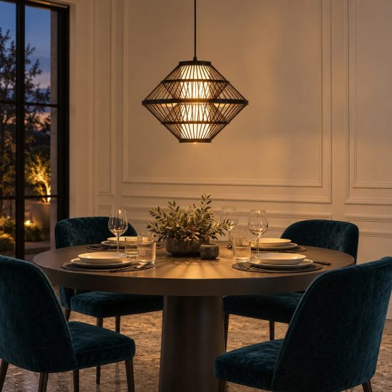 Lampadario a sospensione piccolo per sala da pranzo moderno nero