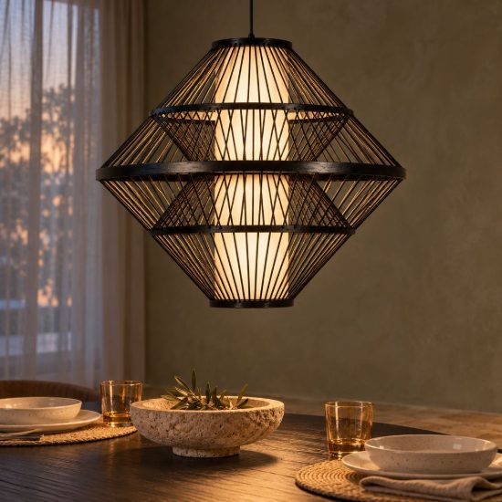 Lampadario a sospensione grande per sala da pranzo moderno nero