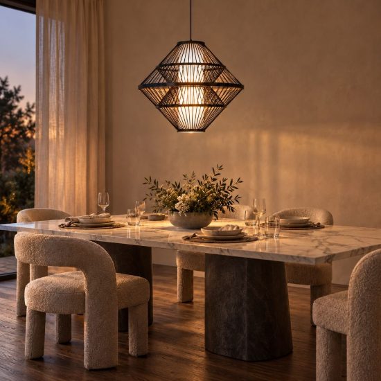 Lampadario a sospensione grande per sala da pranzo moderno nero