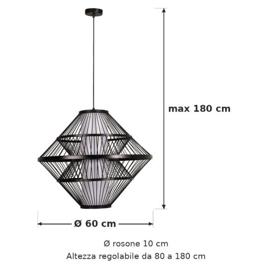 Lampadario a sospensione grande per sala da pranzo moderno nero