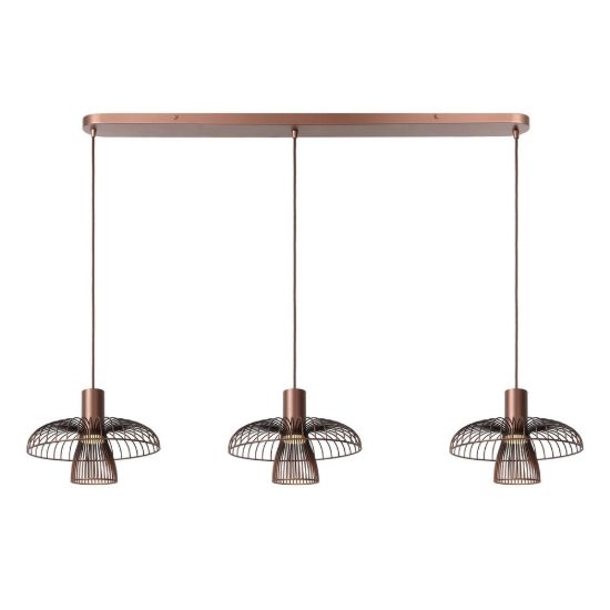 Lampadario a sospensione con 3 pendenti lineare per cucina contemporaneo caffe nero