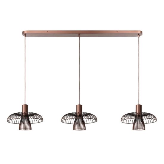 Lampadario a sospensione con 3 pendenti lineare per cucina contemporaneo caffe nero
