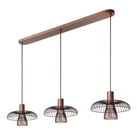 Lampadario a sospensione con 3 pendenti lineare per cucina contemporaneo caffe nero