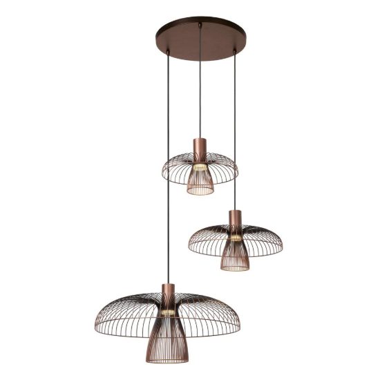 Lampadario a sospensione con 3 pendenti a cascata per cucina contemporaneo caffe nero