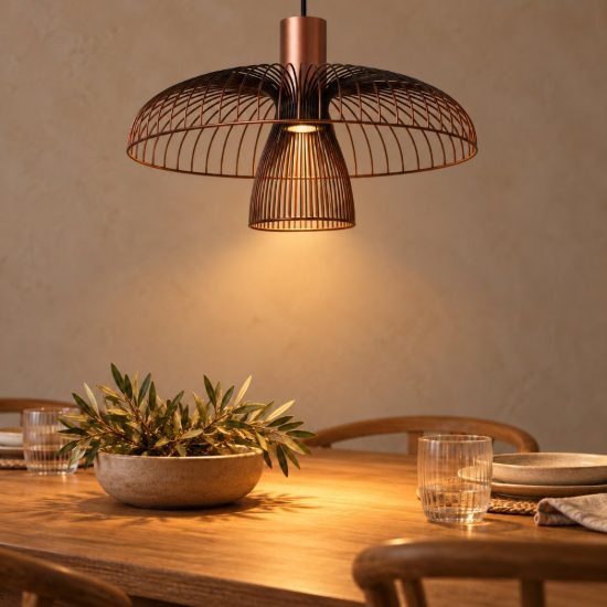 Lampadario a sospensione piccolo a cupola per cucina contemporaneo caffe nero