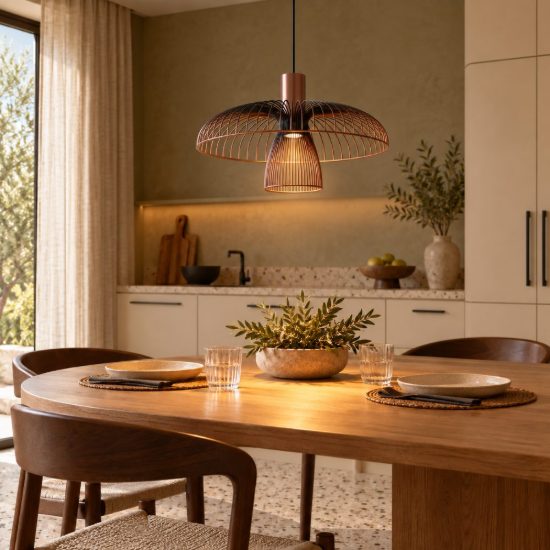 Lampadario a sospensione piccolo a cupola per cucina contemporaneo caffe nero
