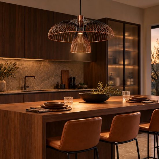 Lampadario a sospensione grande a cupola per cucina contemporaneo caffe nero