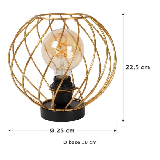 Abat-jour a sfera per comodino contemporaneo oro nero