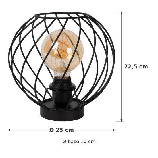Abat-jour a sfera per comodino moderno nero