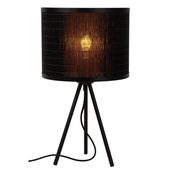 Lampada da tavolo a cilindro per soggiorno moderna nero naturale