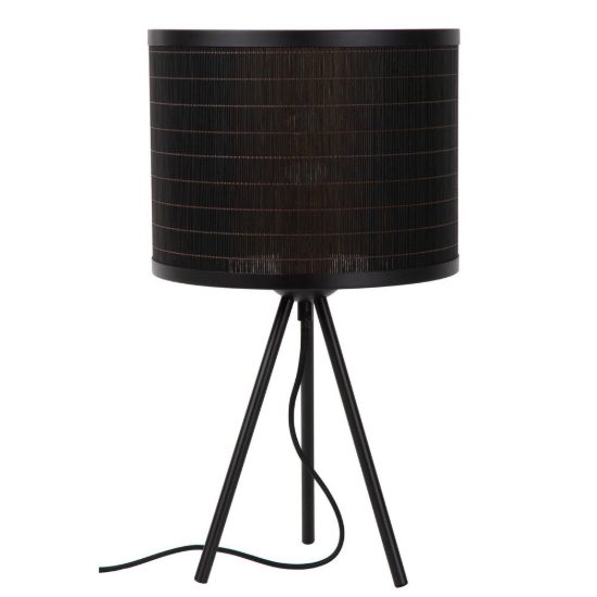 Lampada da tavolo a cilindro per soggiorno moderna nero naturale