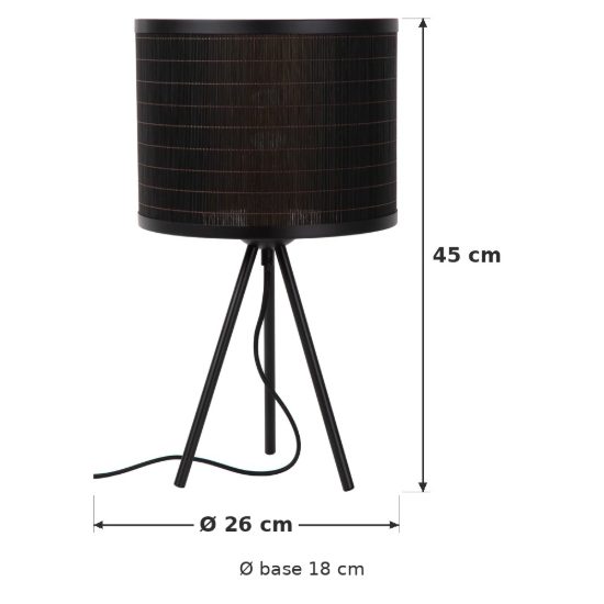 Lampada da tavolo a cilindro per soggiorno moderna nero naturale