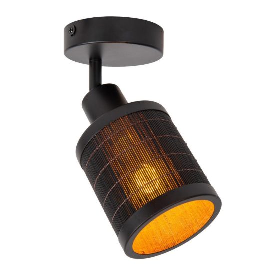 Faretto da soffitto per soggiorno orientabile moderno nero naturale