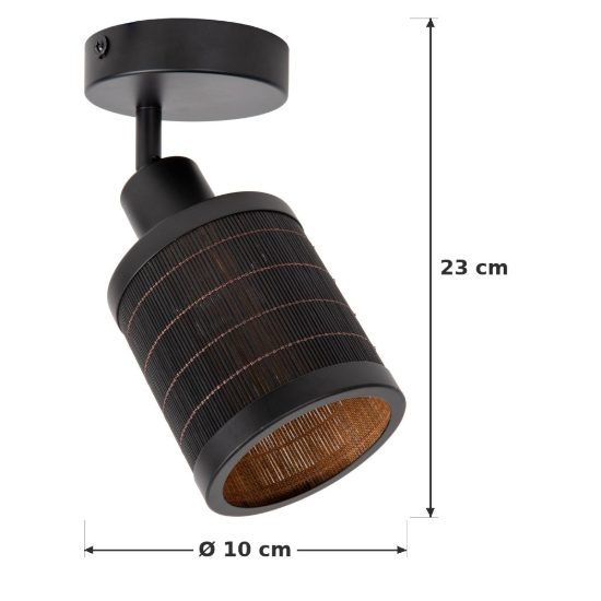 Faretto da soffitto per soggiorno orientabile moderno nero naturale