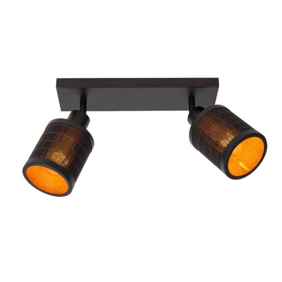 Plafoniera con 2 faretti orientabili moderna nero naturale