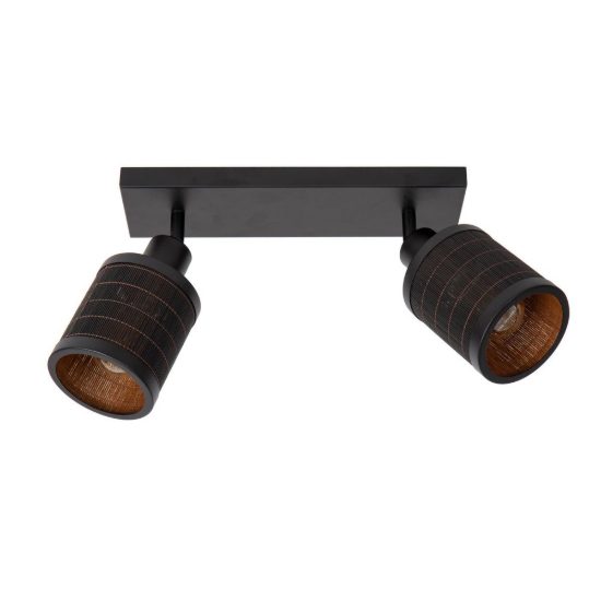 Plafoniera con 2 faretti orientabili moderna nero naturale