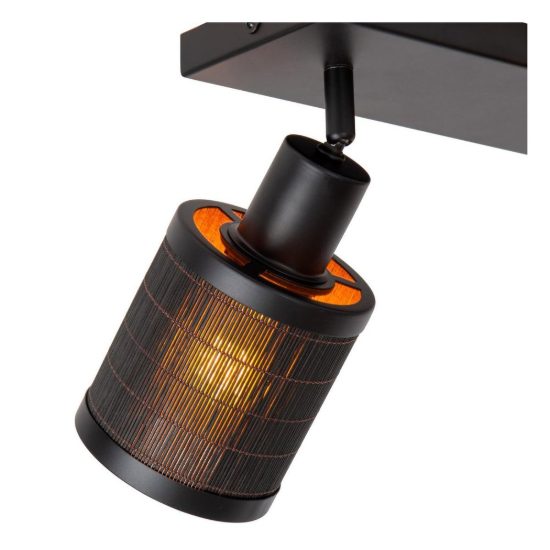 Plafoniera con 2 faretti orientabili moderna nero naturale