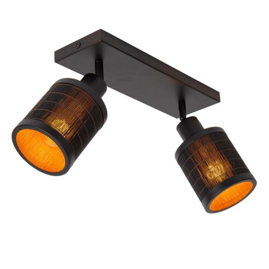 Plafoniera con 2 faretti orientabili moderna nero naturale
