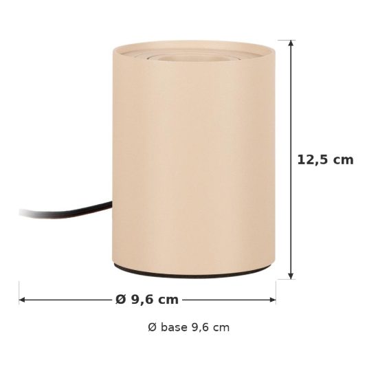 Abat-jour a cilindro per comodino moderno tortora led 5w 2700k dimmerabile