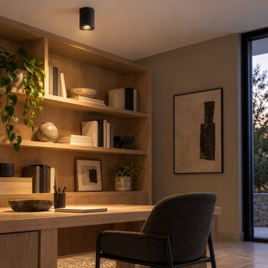 Faretto da soffitto cilindrico per soggiorno orientabile moderno nero
