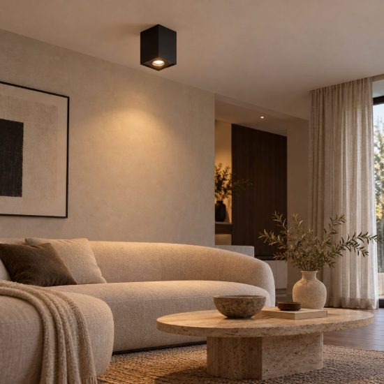 Faretto da soffitto quadrato per soggiorno orientabile moderno nero