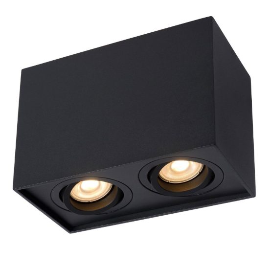 Plafoniera con 2 faretti orientabili moderna rettangolare nero