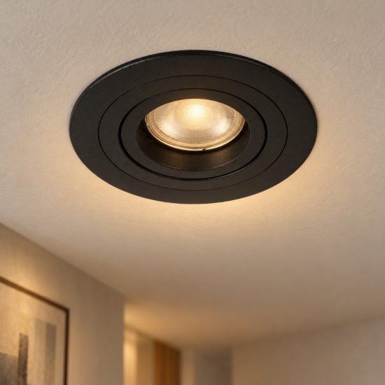 Faretto da incasso per cartongesso per soggiorno orientabile moderno rotondo nero