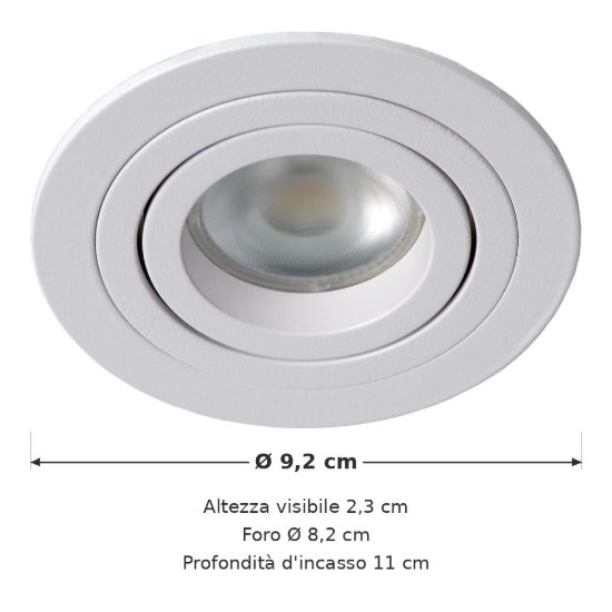 Faretto da incasso per cartongesso per salotto orientabile moderno rotondo bianco