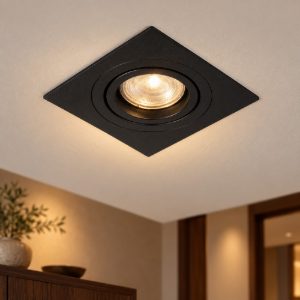 Faretto da incasso per cartongesso per soggiorno orientabile moderno quadrato nero