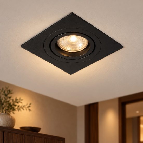 Faretto da incasso per cartongesso per soggiorno orientabile moderno quadrato nero
