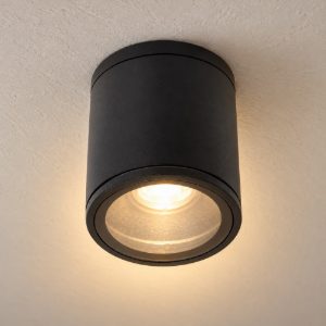 Faretto da soffitto cilindrico per bagno moderno nero ip65