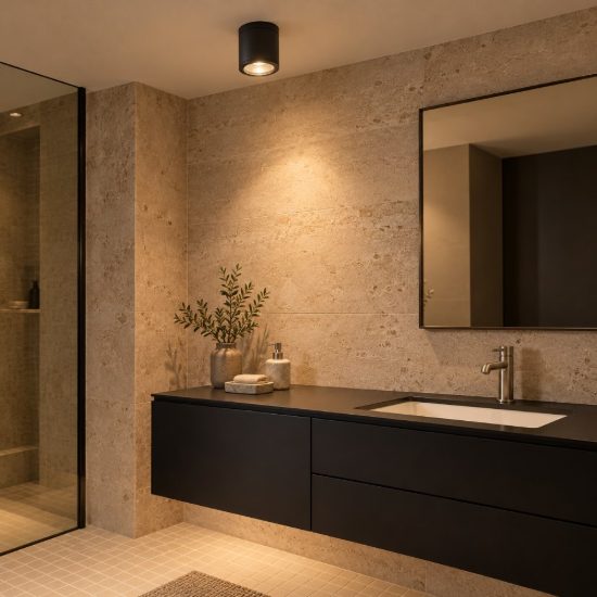 Faretto da soffitto cilindrico per bagno moderno nero ip65