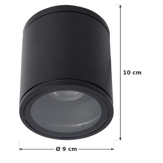 Faretto da soffitto cilindrico per bagno moderno nero ip65