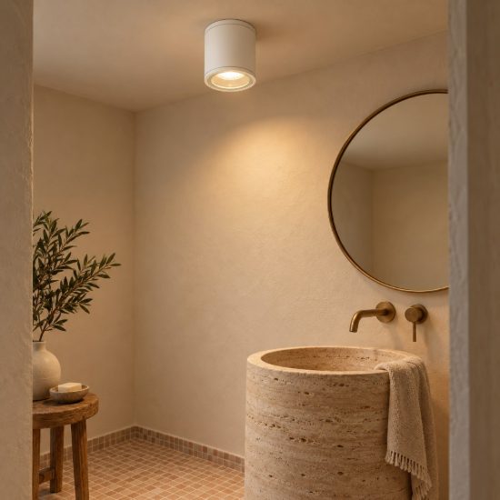 Faretto da soffitto cilindrico per bagno moderno bianco ip65