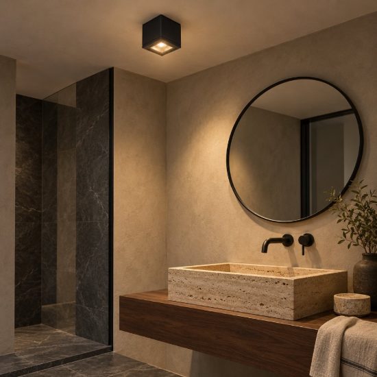 Faretto da soffitto quadrato per bagno moderno nero ip65