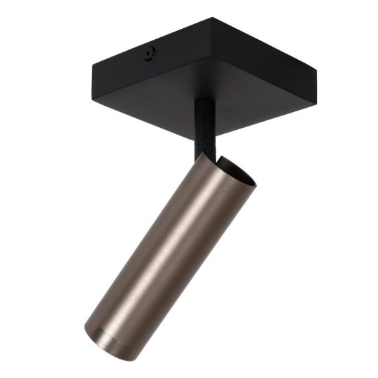 Faretto da soffitto a tubo con base quadrata per sala da pranzo orientabile moderno grigio ferro