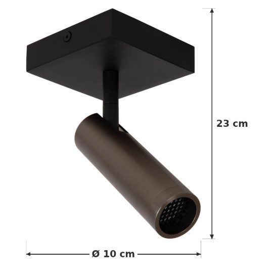 Faretto da soffitto a tubo con base quadrata per sala da pranzo orientabile moderno grigio ferro