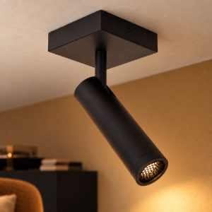 Faretto da soffitto a tubo con base quadrata per soggiorno orientabile moderno nero