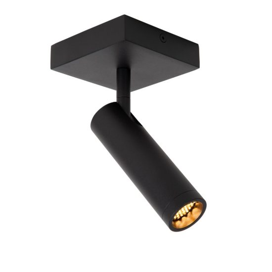 Faretto da soffitto a tubo con base quadrata per soggiorno orientabile moderno nero