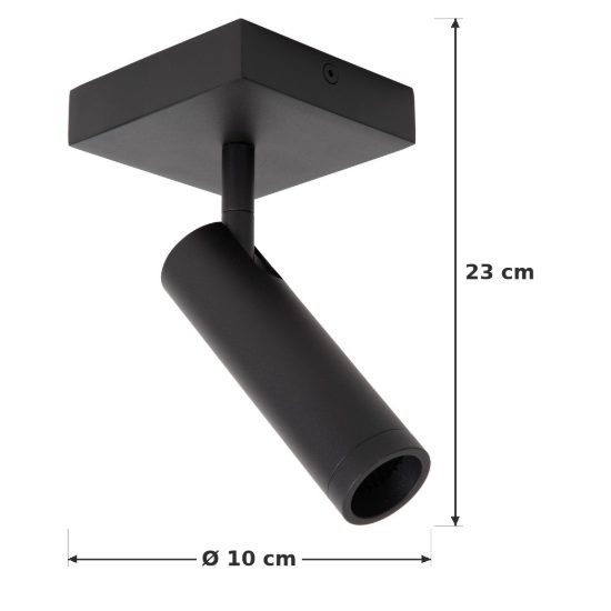 Faretto da soffitto a tubo con base quadrata per soggiorno orientabile moderno nero