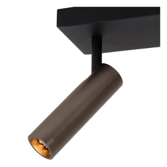 Plafoniera con 2 faretti a tubo orientabili moderna rettangolare grigio ferro