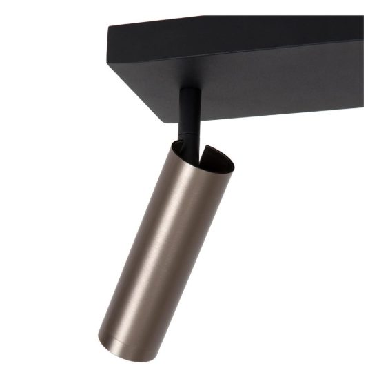 Plafoniera con 2 faretti a tubo orientabili moderna rettangolare grigio ferro