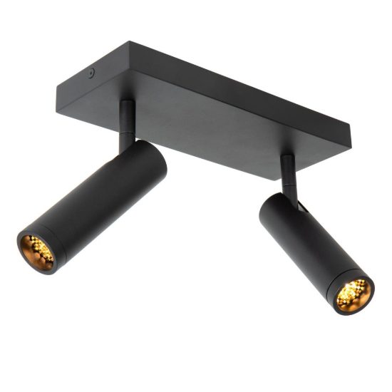 Plafoniera con 2 faretti a tubo orientabili moderna rettangolare nero